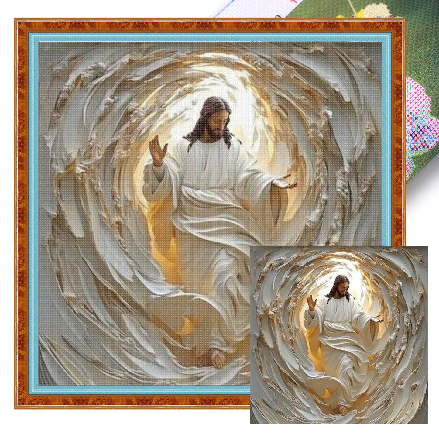 Jesus - Full 14CT Stamped Cross Stitch 40x40CM - Huacan