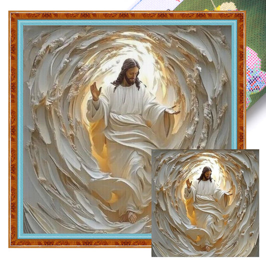 Jesus - Full 14CT Stamped Cross Stitch 40x40CM - Huacan