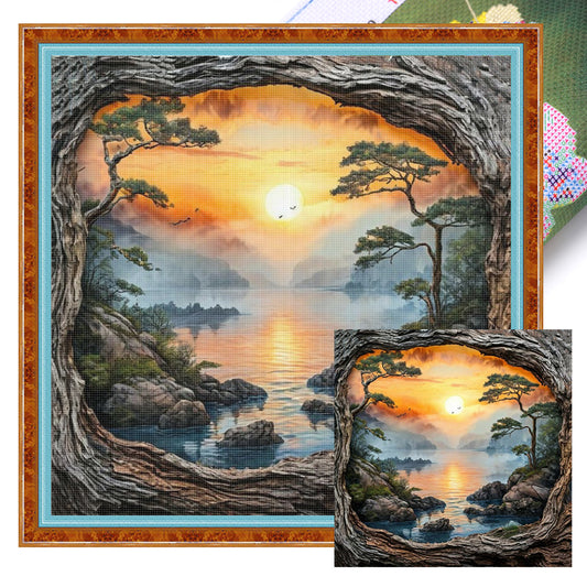 Forest Scenery - Full 14CT Stamped Cross Stitch 40x40CM - Huacan