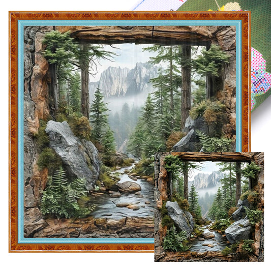 Forest Scenery - Full 14CT Stamped Cross Stitch 40x40CM - Huacan