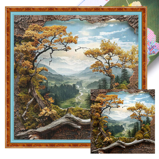Forest Scenery - Full 14CT Stamped Cross Stitch 40x40CM - Huacan