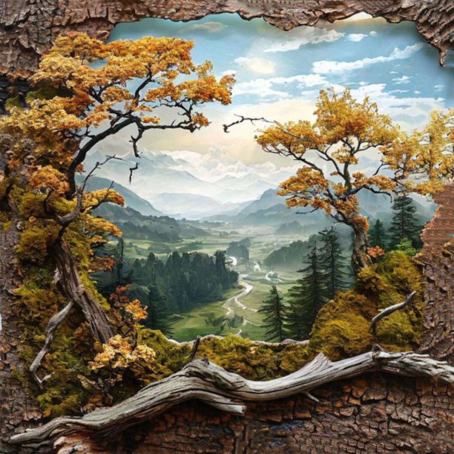 Forest Scenery - Full 14CT Stamped Cross Stitch 40x40CM - Huacan