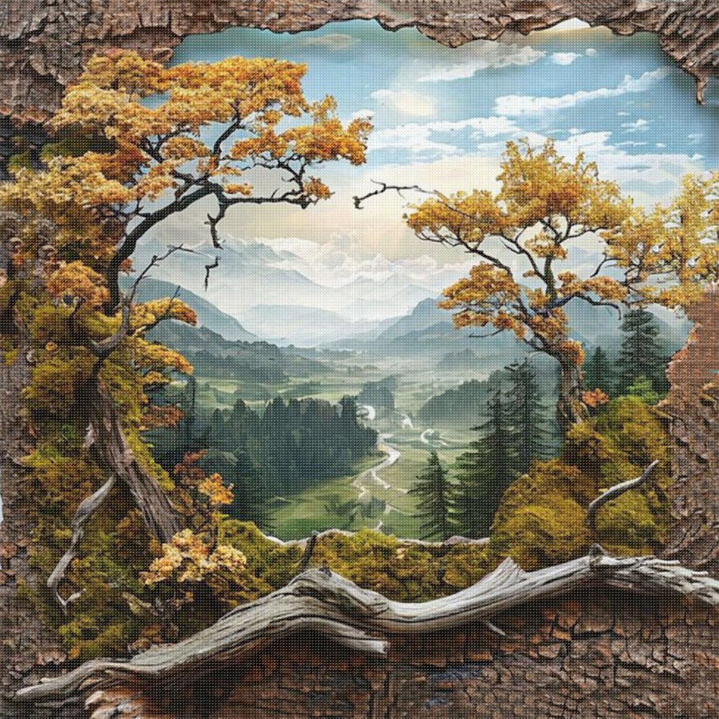 Forest Scenery - Full 14CT Stamped Cross Stitch 40x40CM - Huacan