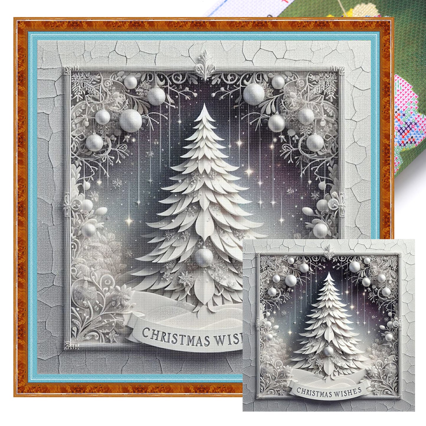 Christmas Tree - Full 18CT Stamped Cross Stitch 40x40CM - Huacan