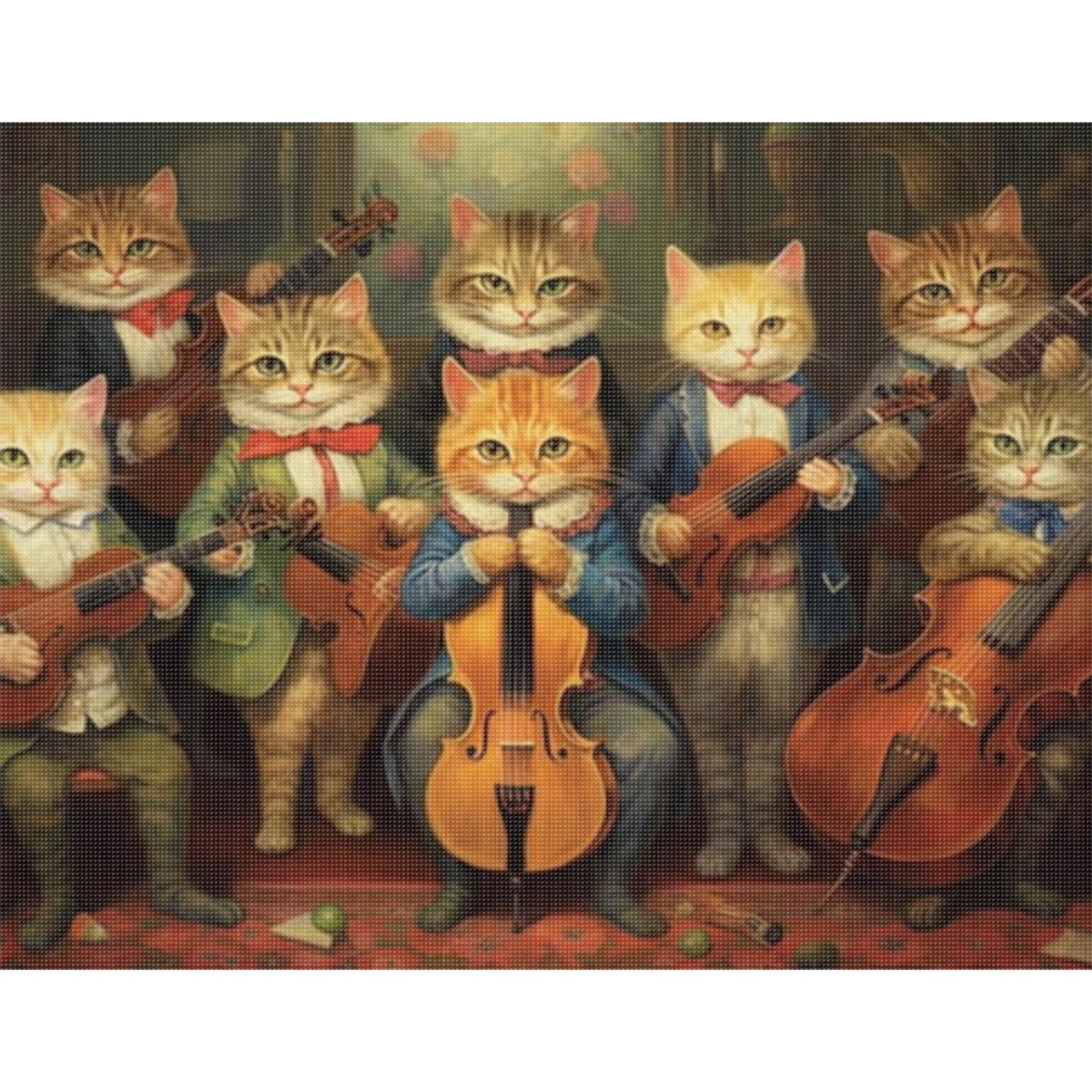 Cat Music Band - Full 11CT Stamped Cross Stitch 50x40CM - Huacan