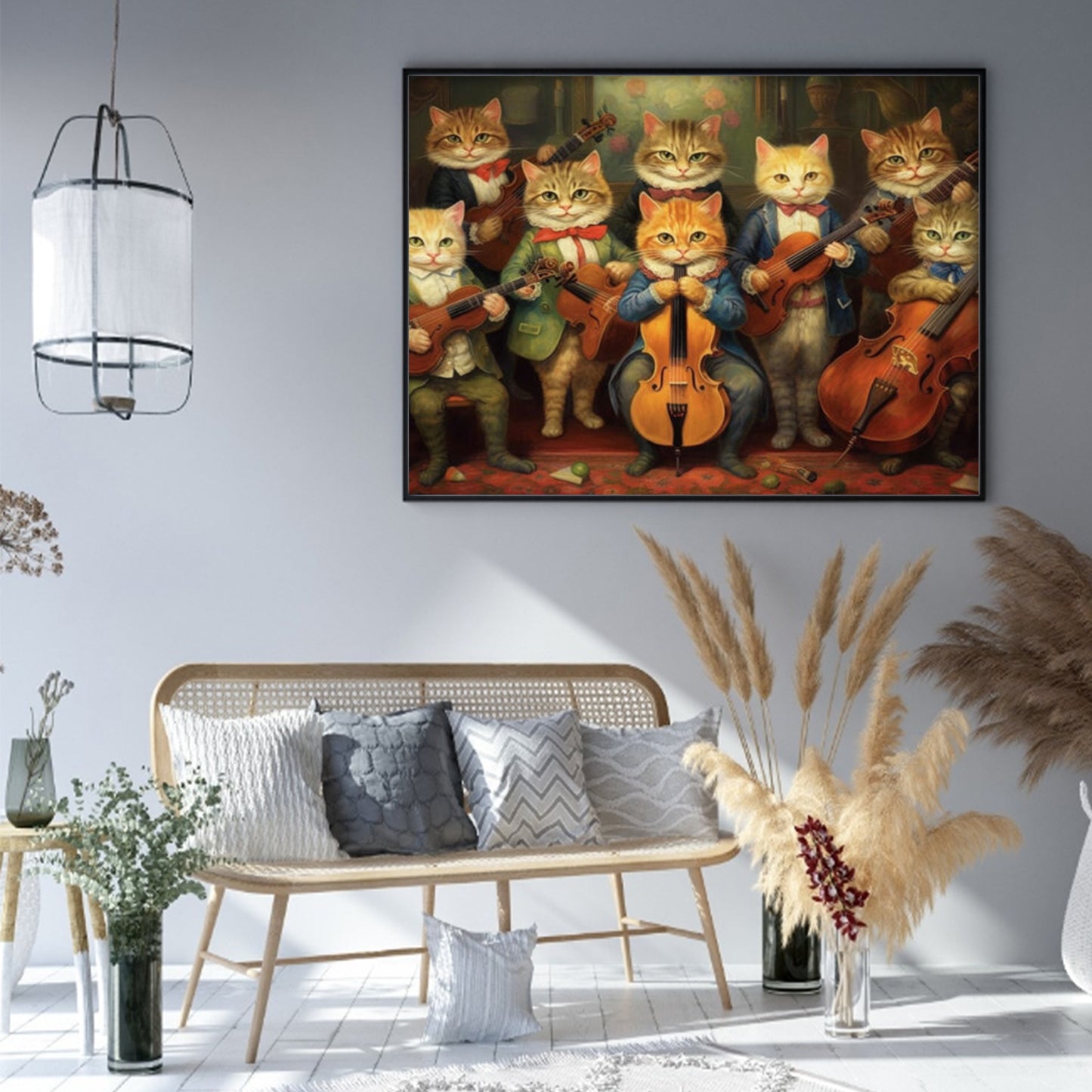 Cat Music Band - Full 11CT Stamped Cross Stitch 50x40CM - Huacan