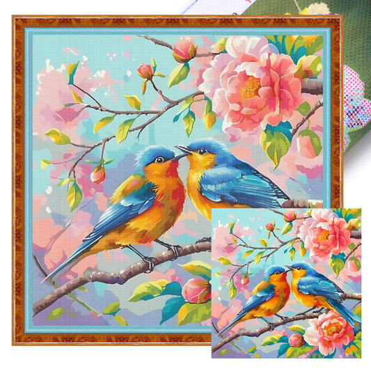 Bird On Branch - Full 11CT Stamped Cross Stitch 40x40CM - Huacan
