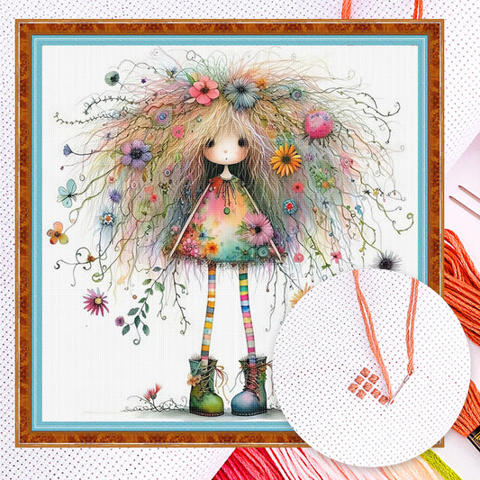 Quirky Girl – Vollständiges 14CT gezähltes Kreuzstichset 40*40 cm – Yishu