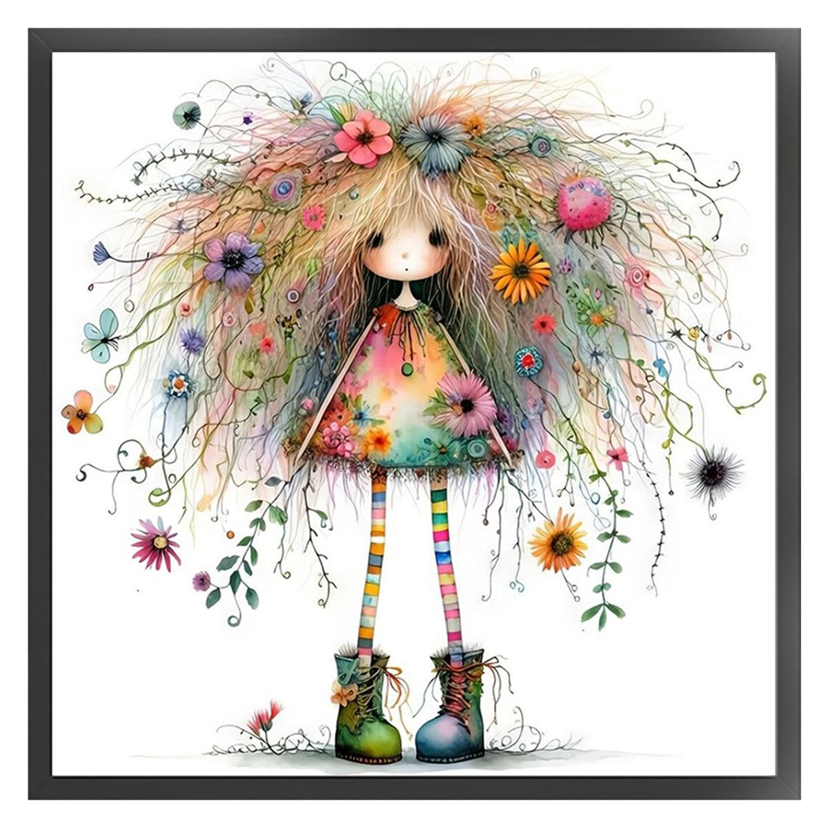 Quirky Girl - Full 14CT Counted Cross Stitch 40*40CM - Yishu