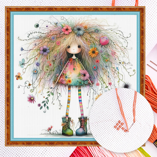 Quirky Girl - Vollständiges 11CT gezähltes Kreuzstichset 40*40CM - Yishu