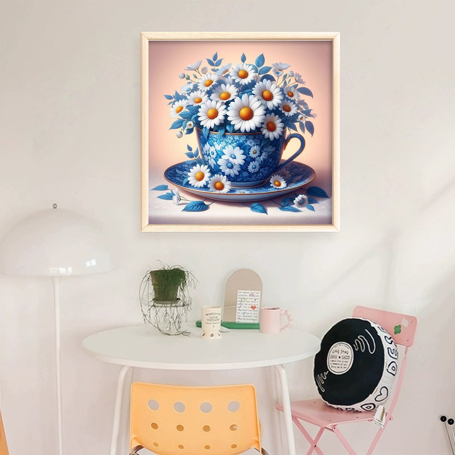 Daisy And Teacup - Full 11CT Stamped Cross Stitch 40x40CM - Huacan
