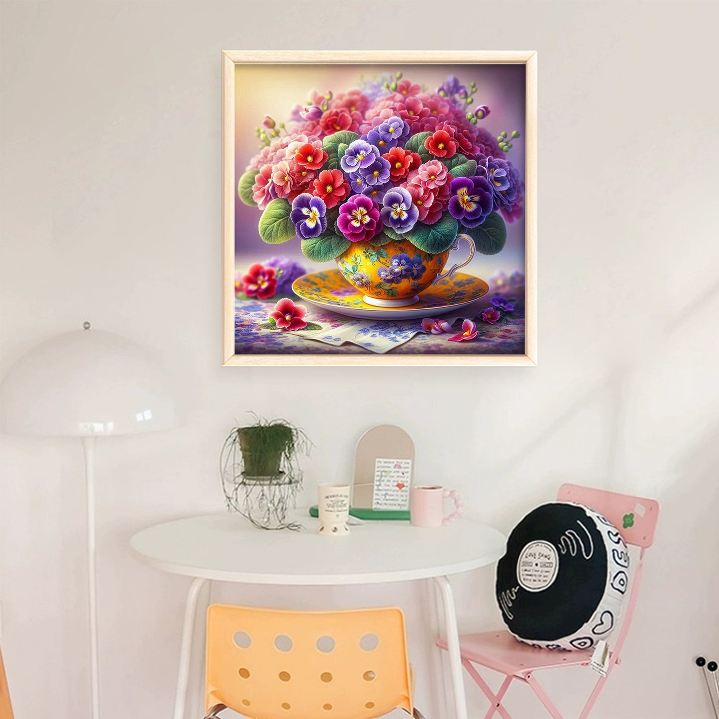 Flower Teacup - Full 11CT Stamped Cross Stitch 40x40CM - Huacan