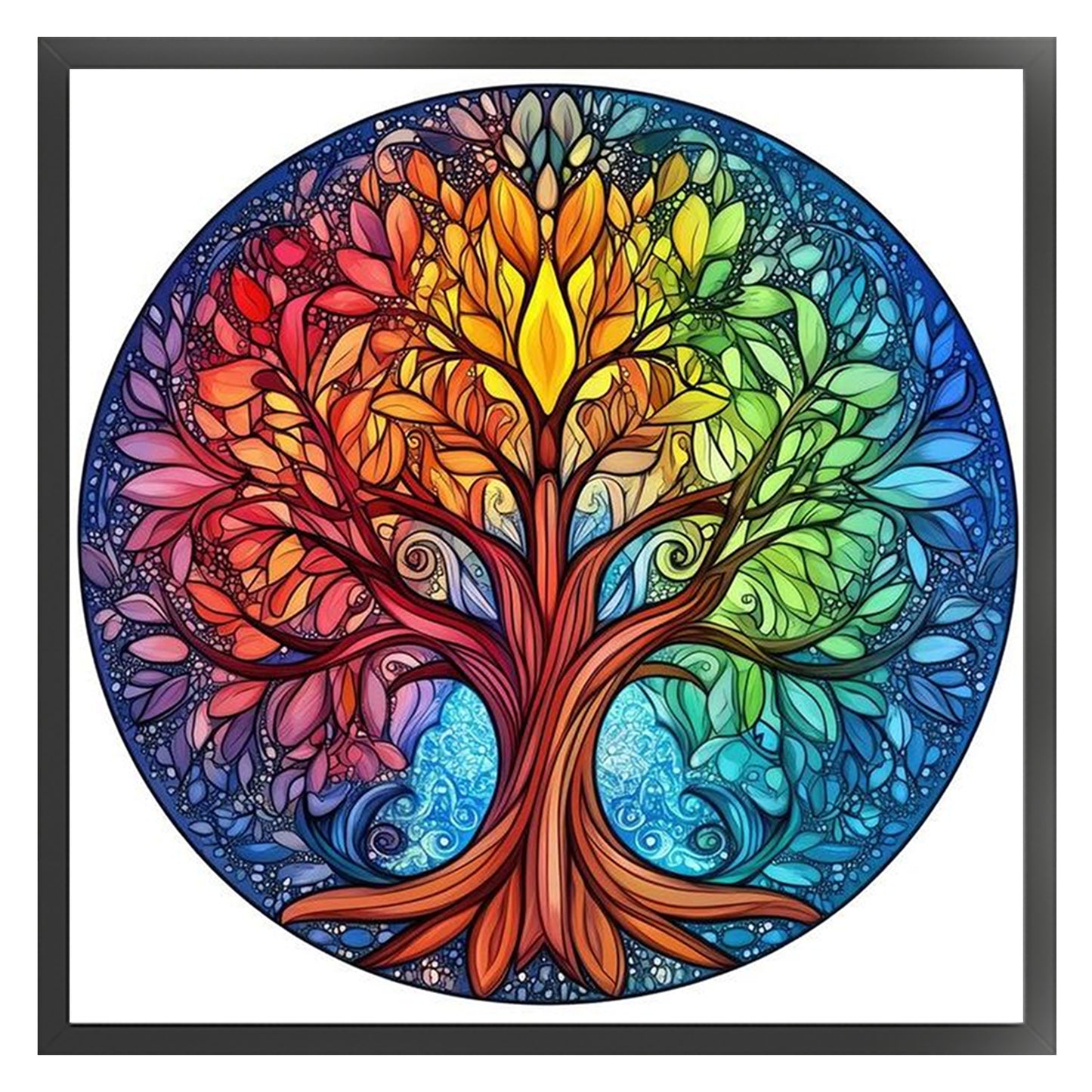 Colorful Tree Of Life - Full 11CT Stamped Cross Stitch 45x45CM - Huacan