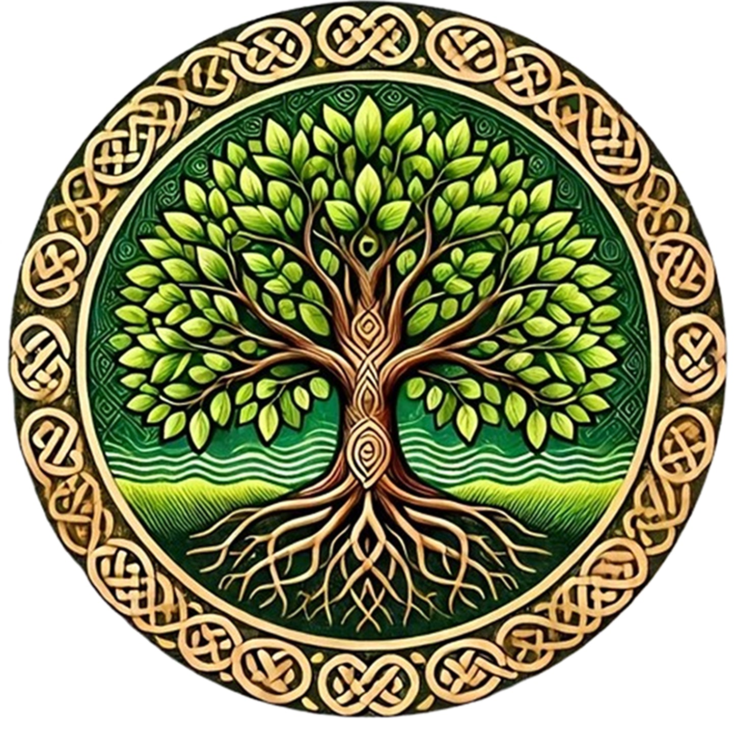 Green Tree Of Life - Full 11CT Stamped Cross Stitch 45x45CM - Huacan