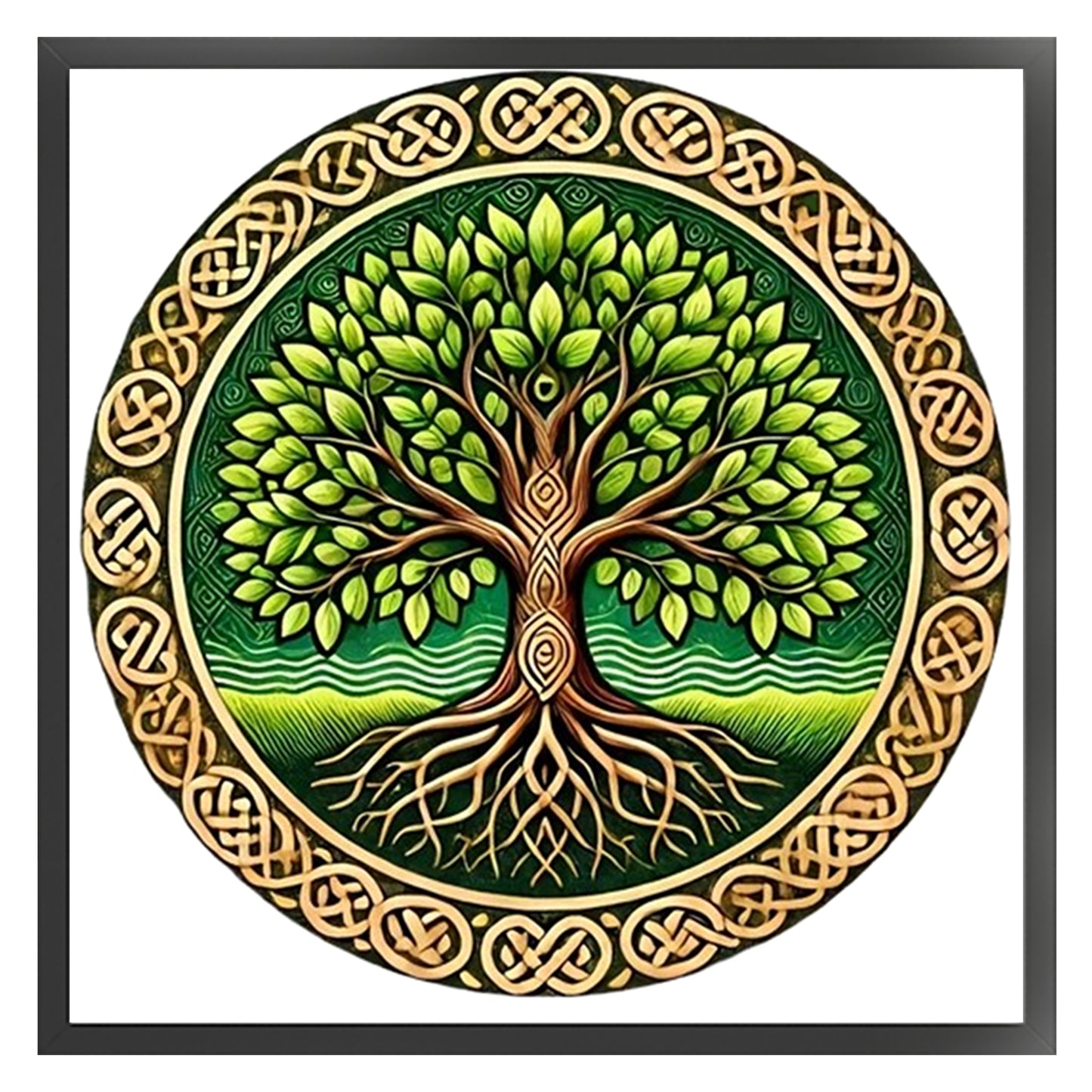 Green Tree Of Life - Full 11CT Stamped Cross Stitch 45x45CM - Huacan