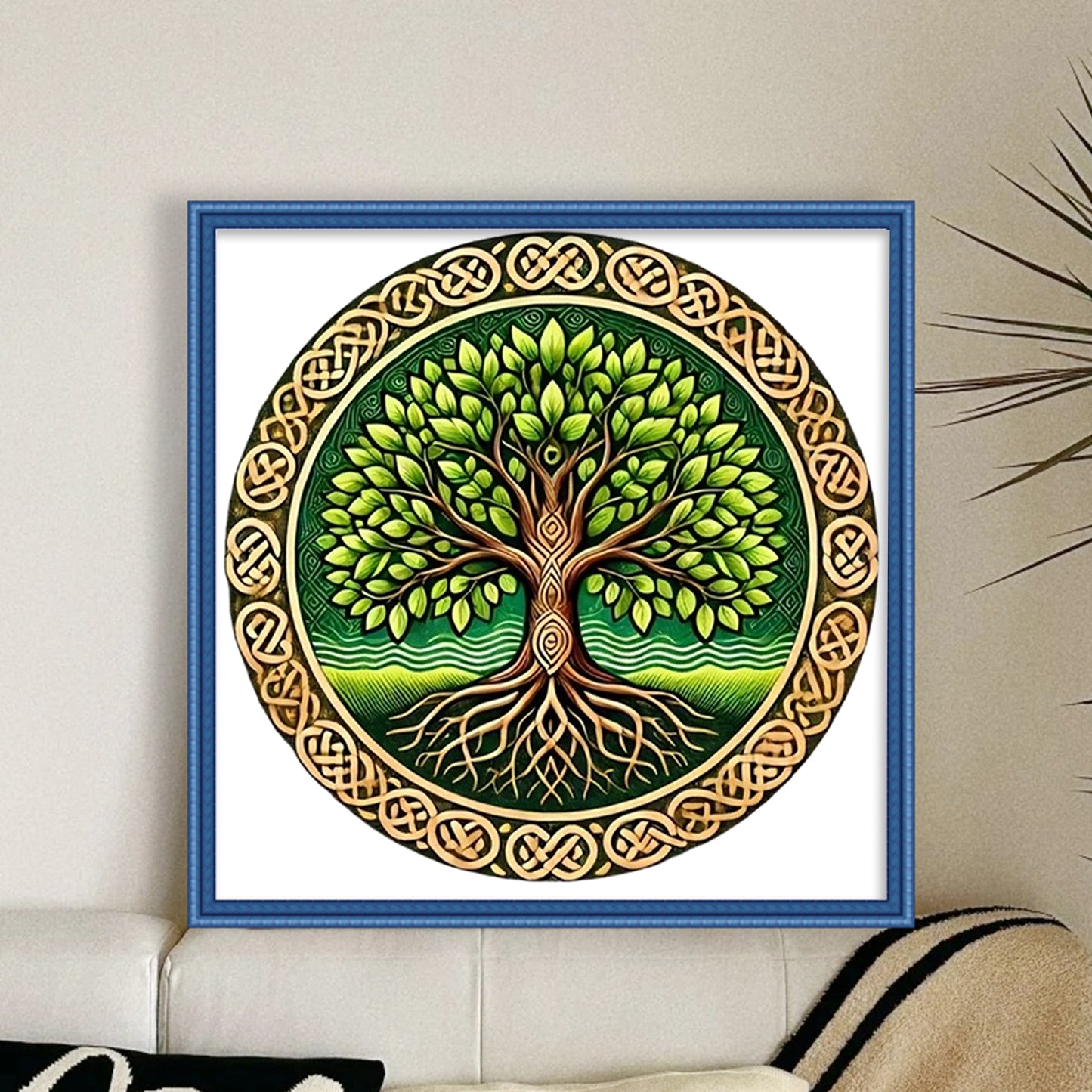 Green Tree Of Life - Full 11CT Stamped Cross Stitch 45x45CM - Huacan