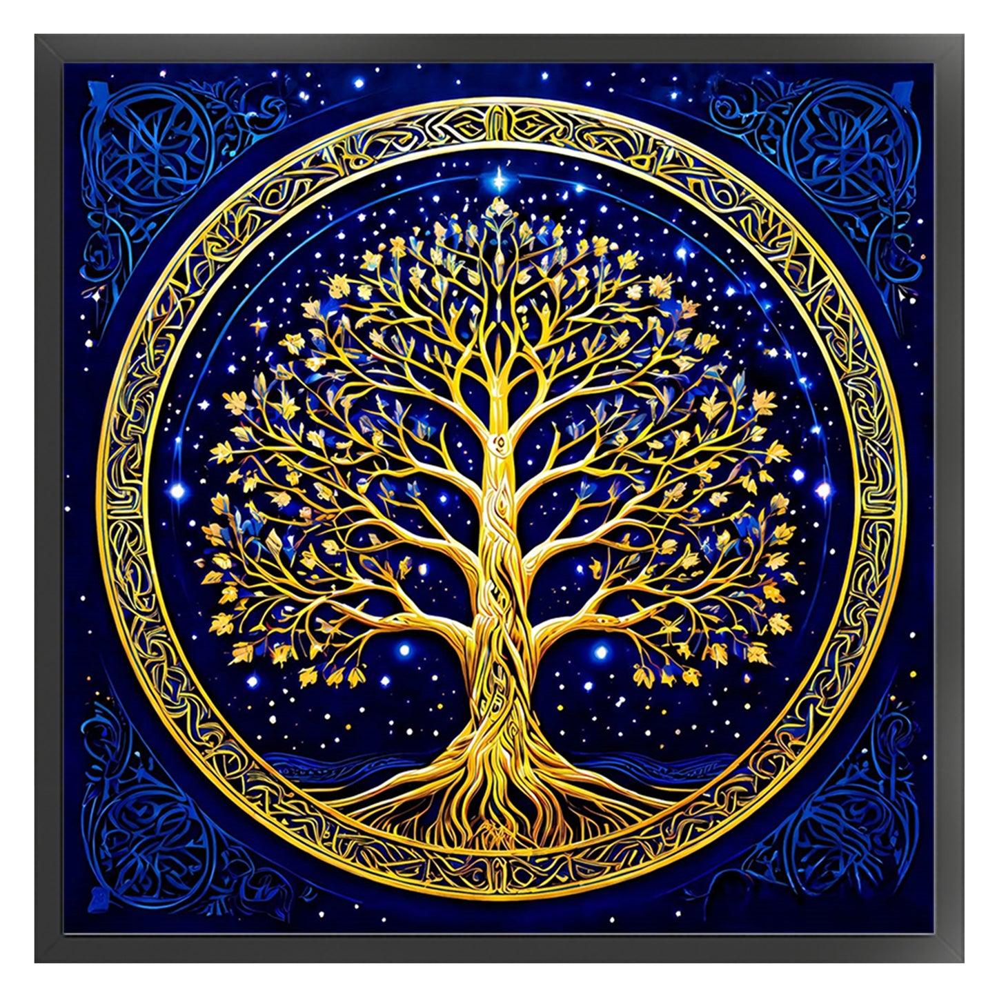 Golden Tree Of Life - Full 11CT Stamped Cross Stitch 45x45CM - Huacan