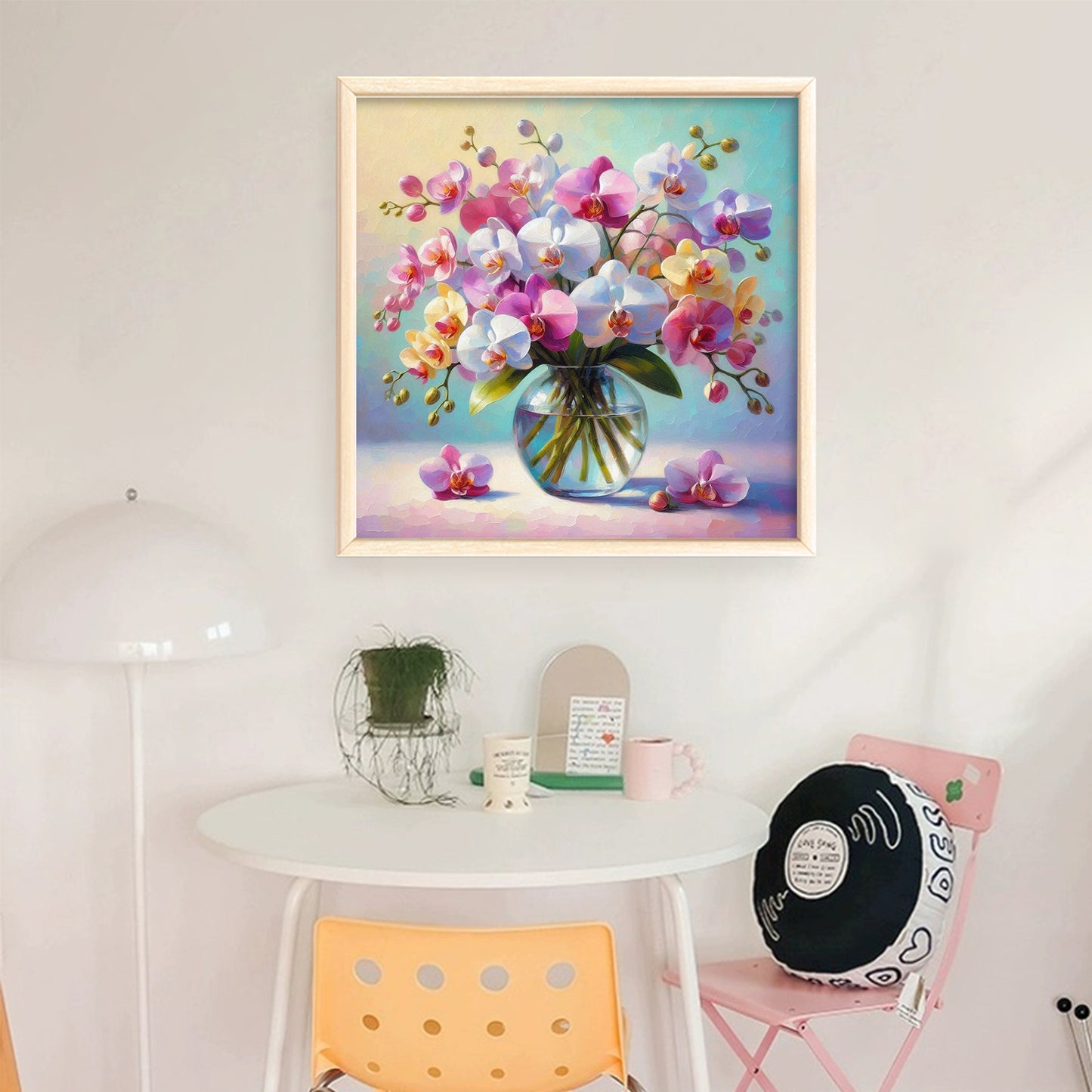 Vase With Phalaenopsis - Full 11CT Stamped Cross Stitch 45x45CM - Huacan