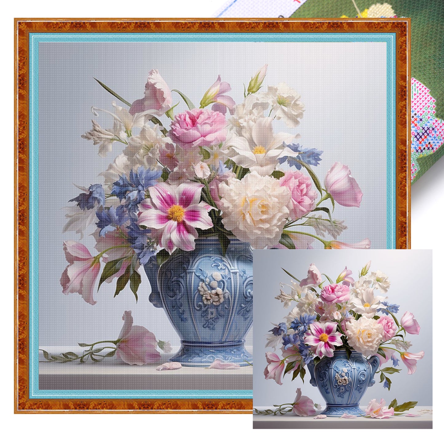 Flower Vase - Full 11CT Stamped Cross Stitch 45x45CM - Huacan