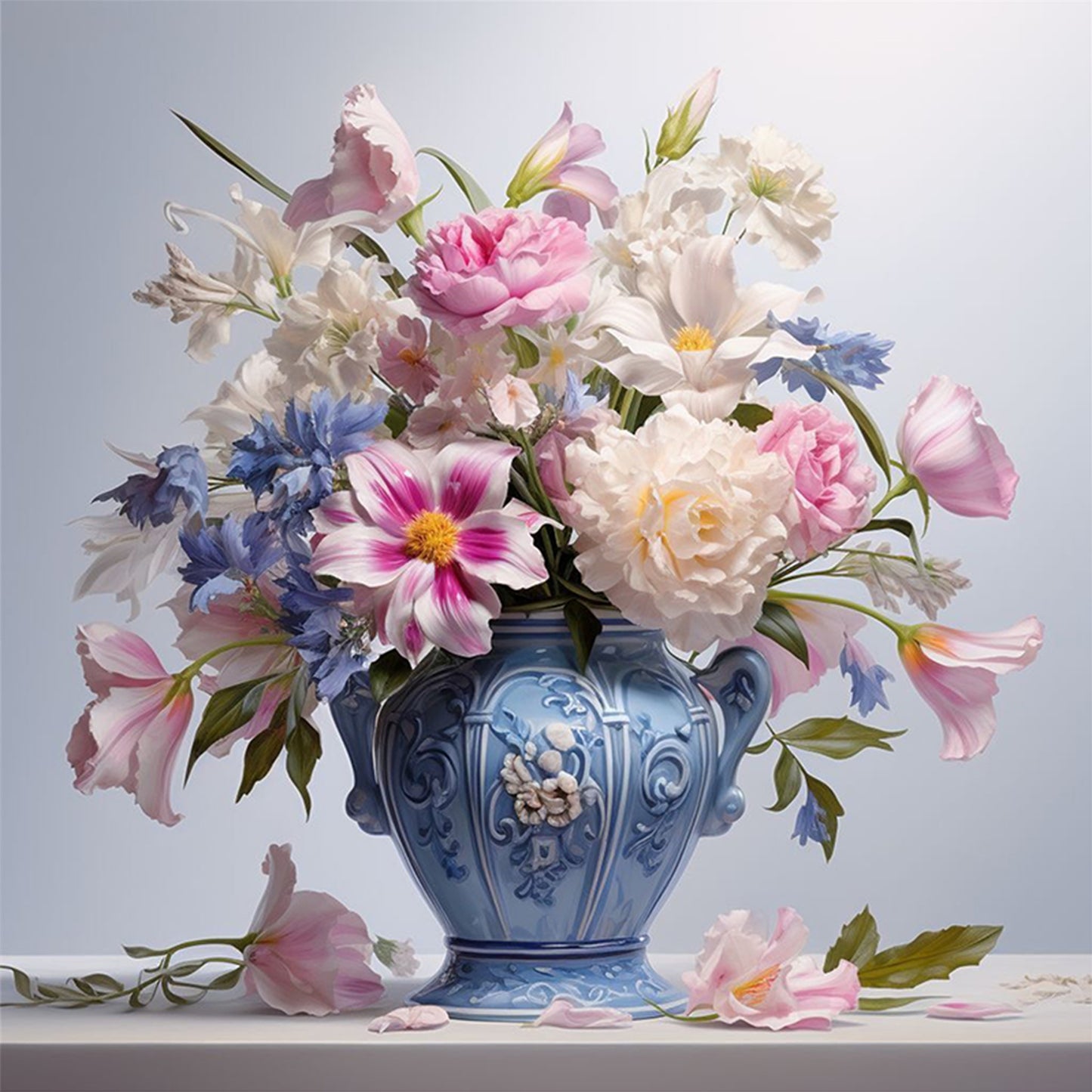 Flower Vase - Full 11CT Stamped Cross Stitch 45x45CM - Huacan