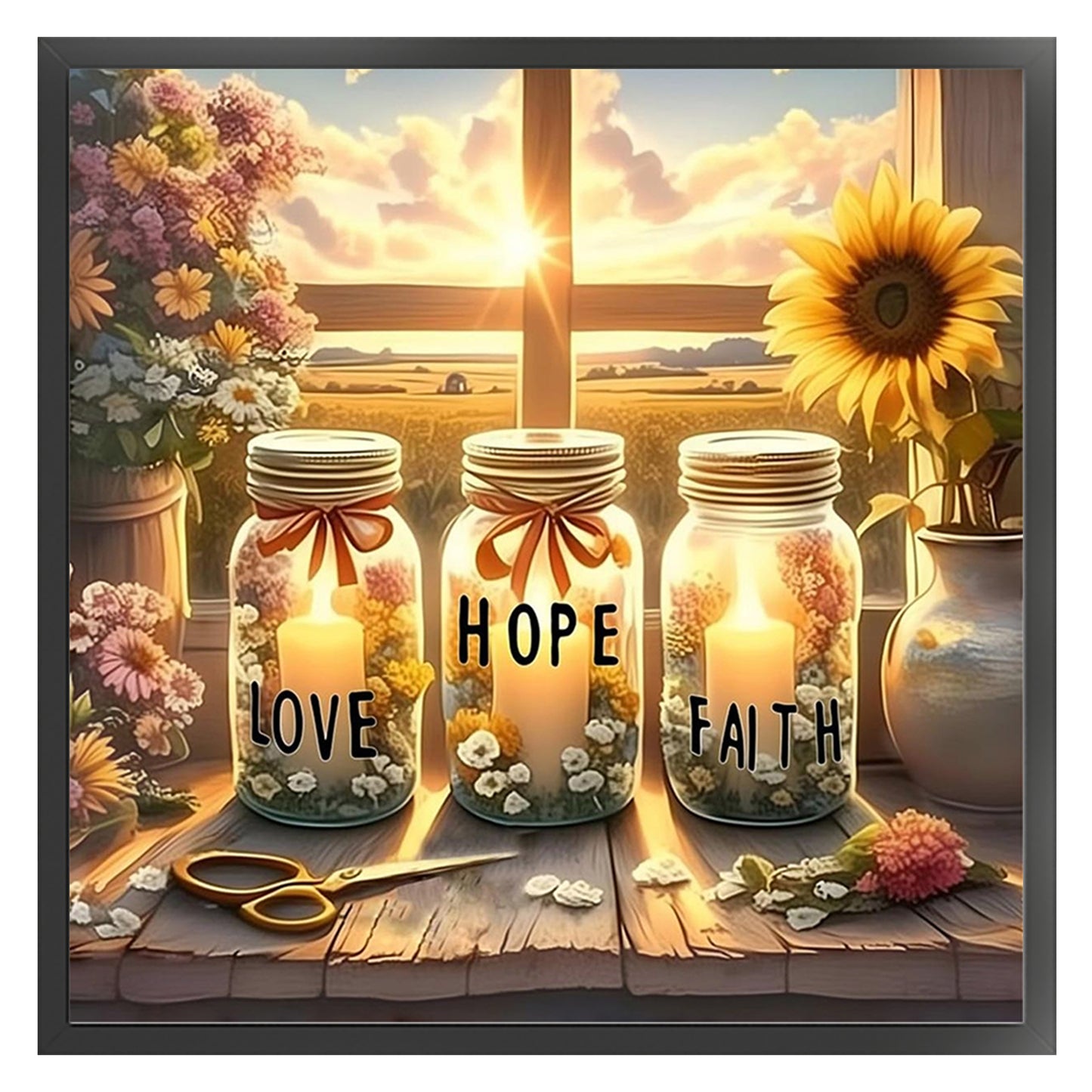 Glass Bottle By Window - Full 11CT Stamped Cross Stitch 45x45CM - Huacan