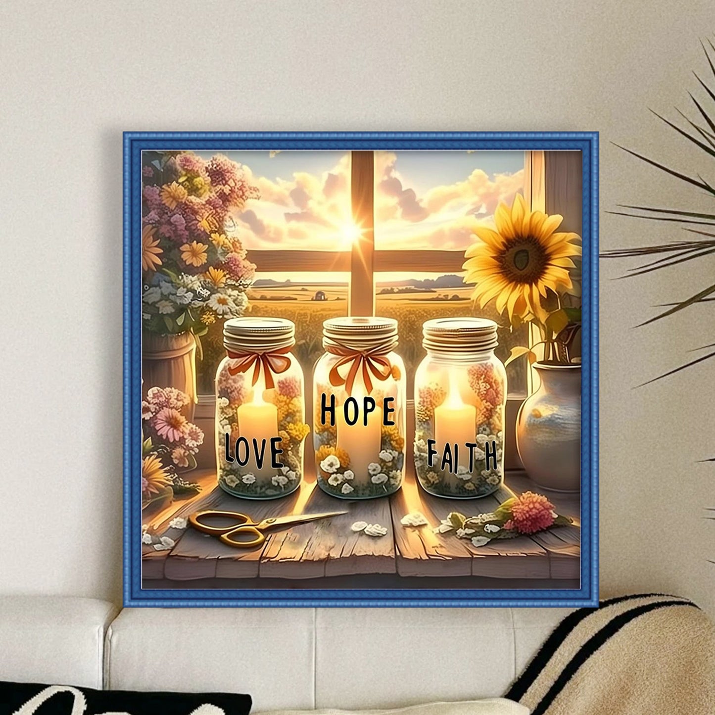 Glass Bottle By Window - Full 11CT Stamped Cross Stitch 45x45CM - Huacan