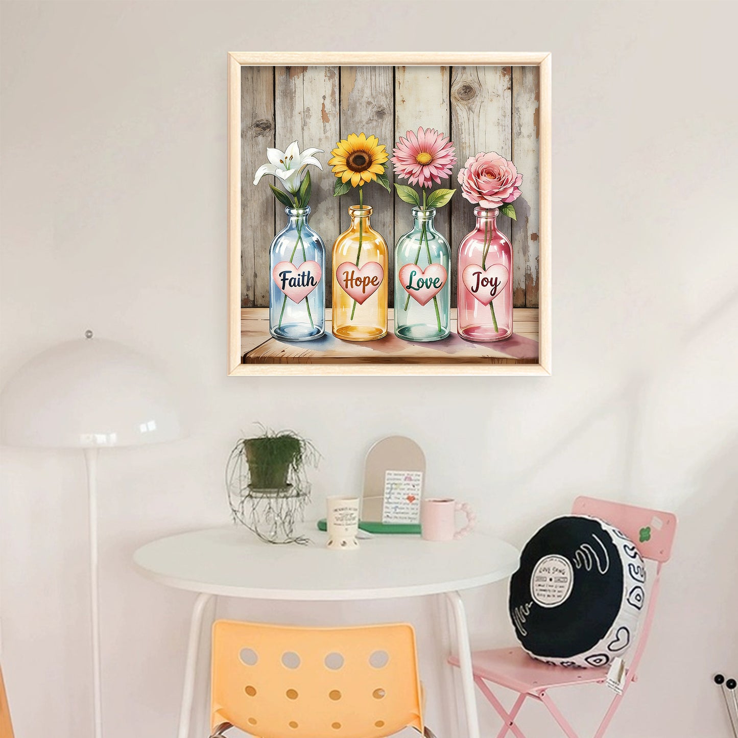 Glass Bottle With Flowers - Full 11CT Stamped Cross Stitch 45x45CM - Huacan