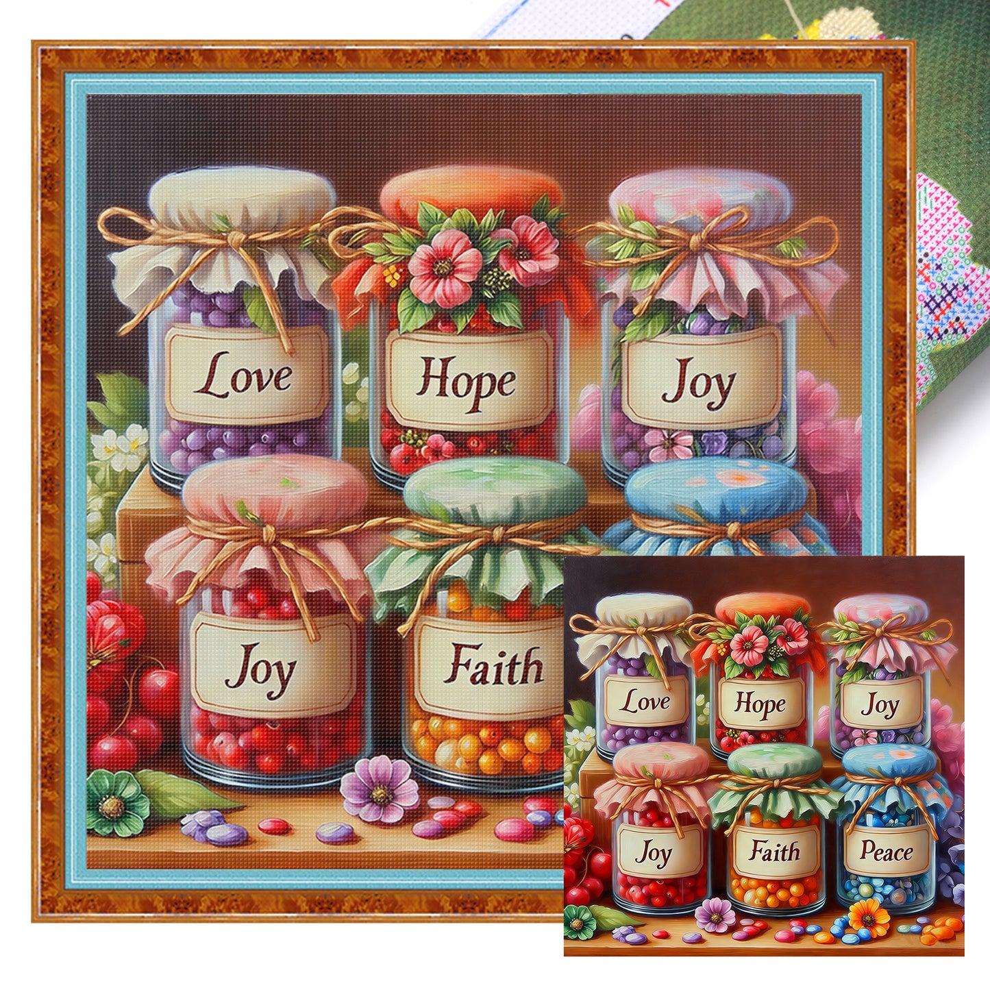 Candy Glass Bottle - Full 11CT Stamped Cross Stitch 45x45CM - Huacan