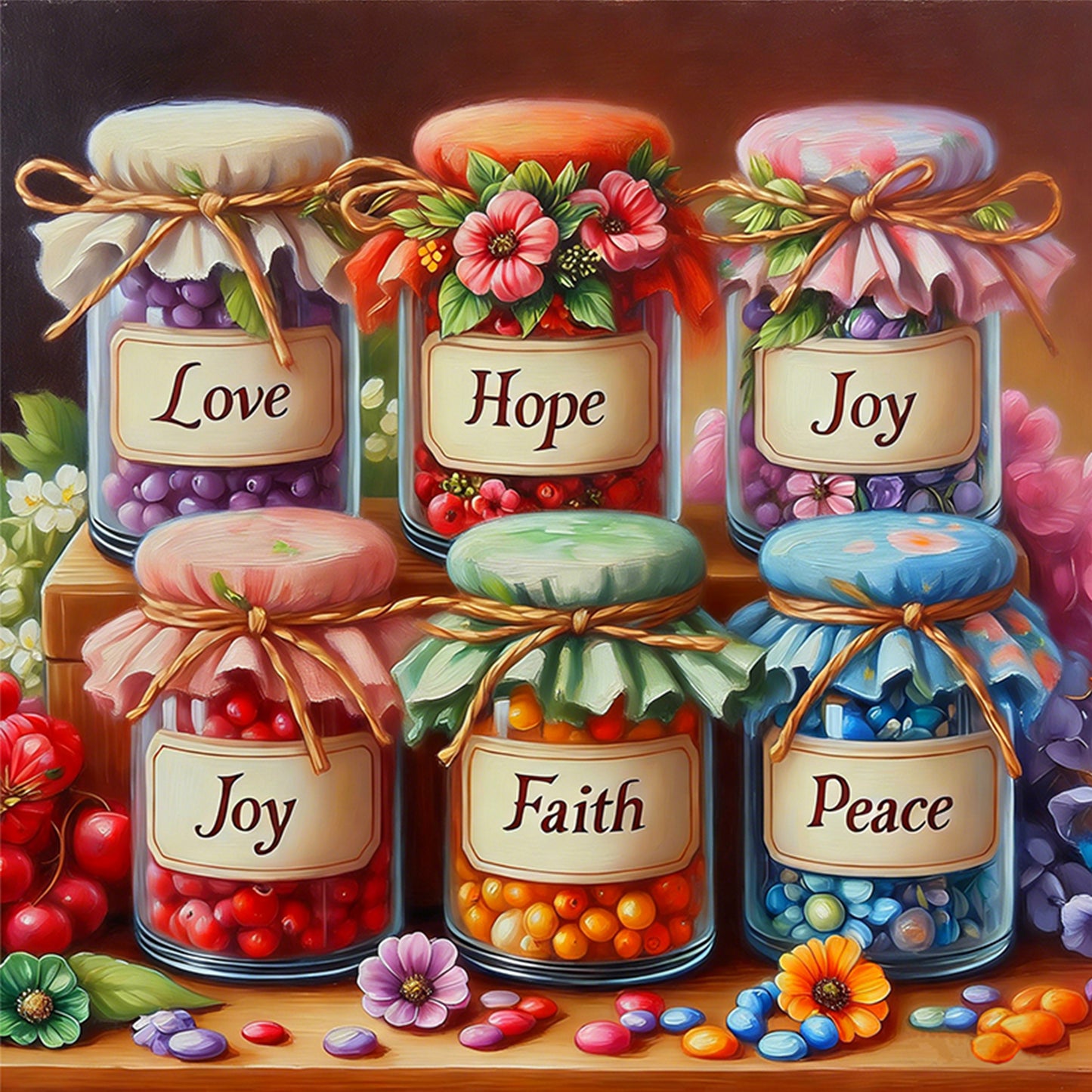 Candy Glass Bottle - Full 11CT Stamped Cross Stitch 45x45CM - Huacan