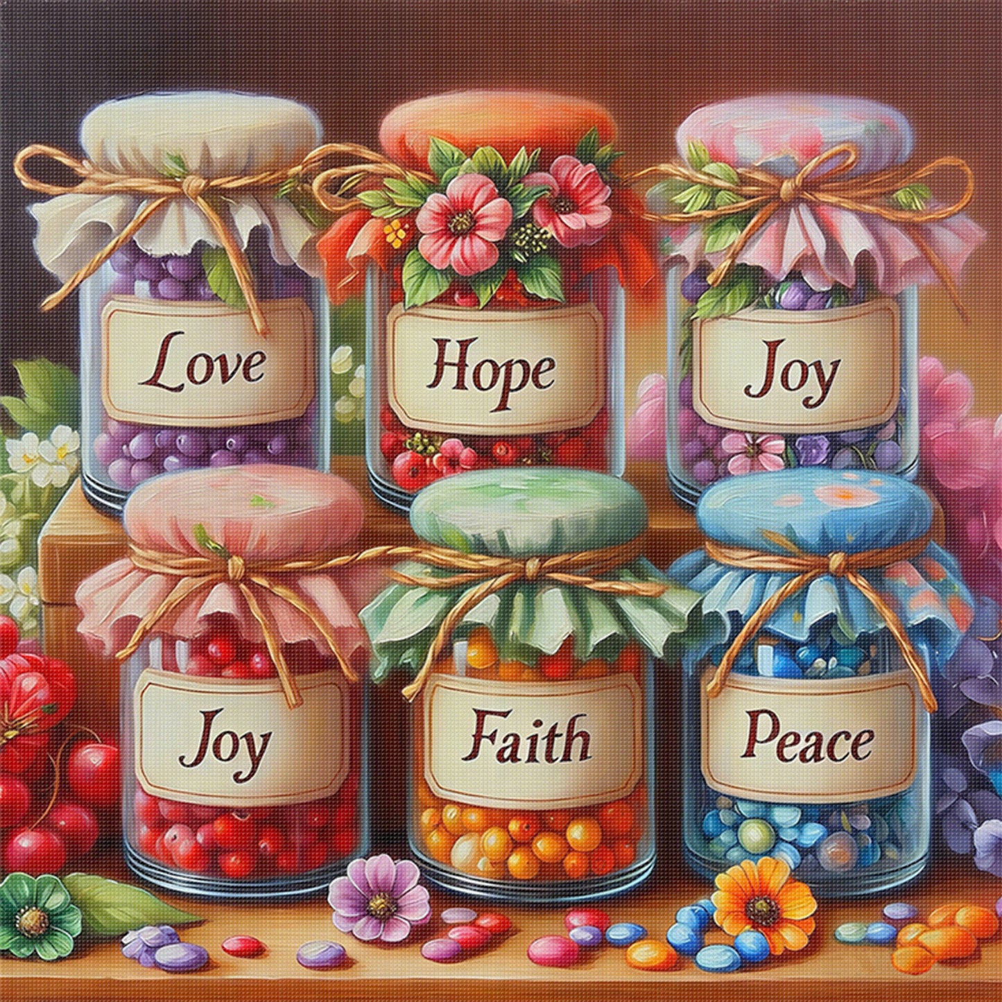 Candy Glass Bottle - Full 11CT Stamped Cross Stitch 45x45CM - Huacan