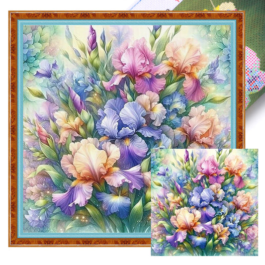 Iris - Full 11CT Stamped Cross Stitch 45x45CM - Huacan