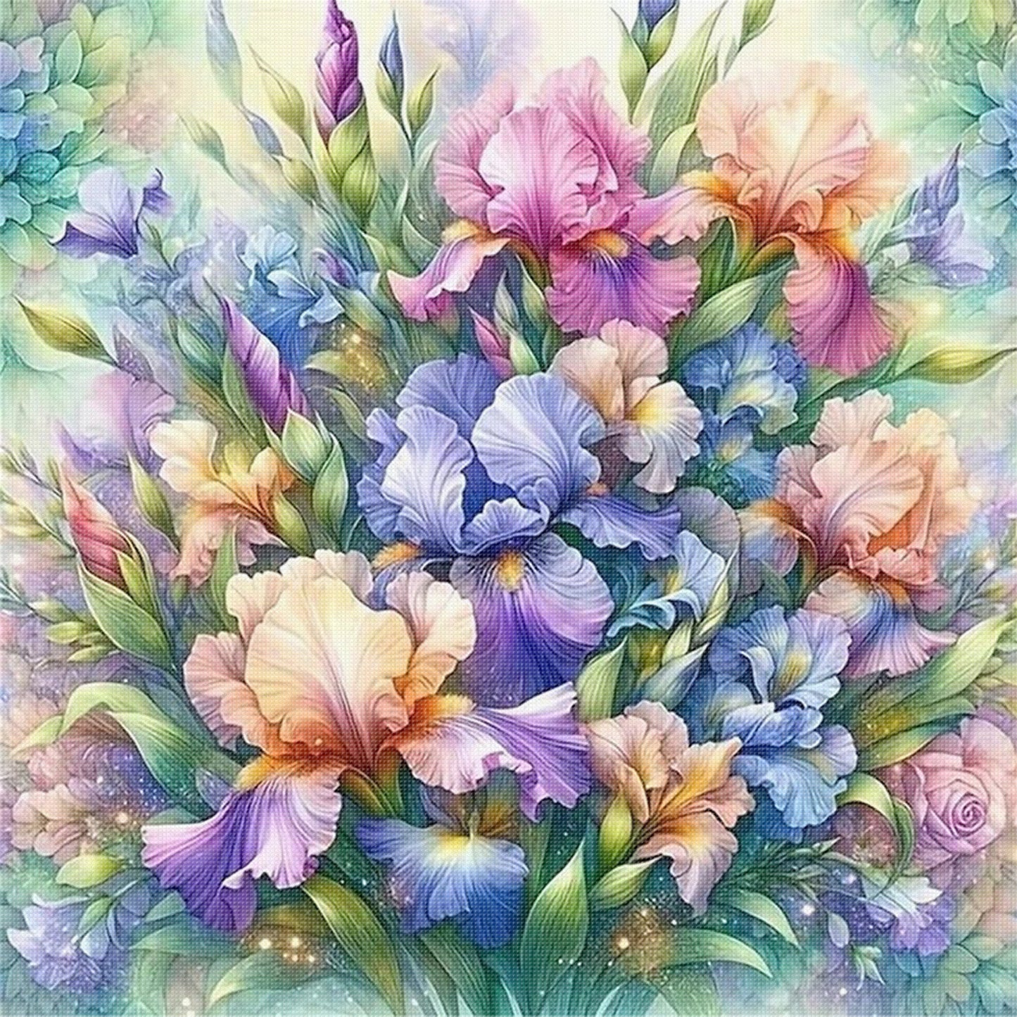 Iris - Full 11CT Stamped Cross Stitch 45x45CM - Huacan