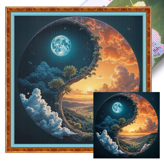 Tai Chi - Day & Night - Full 11CT Stamped Cross Stitch 45x45CM - Huacan