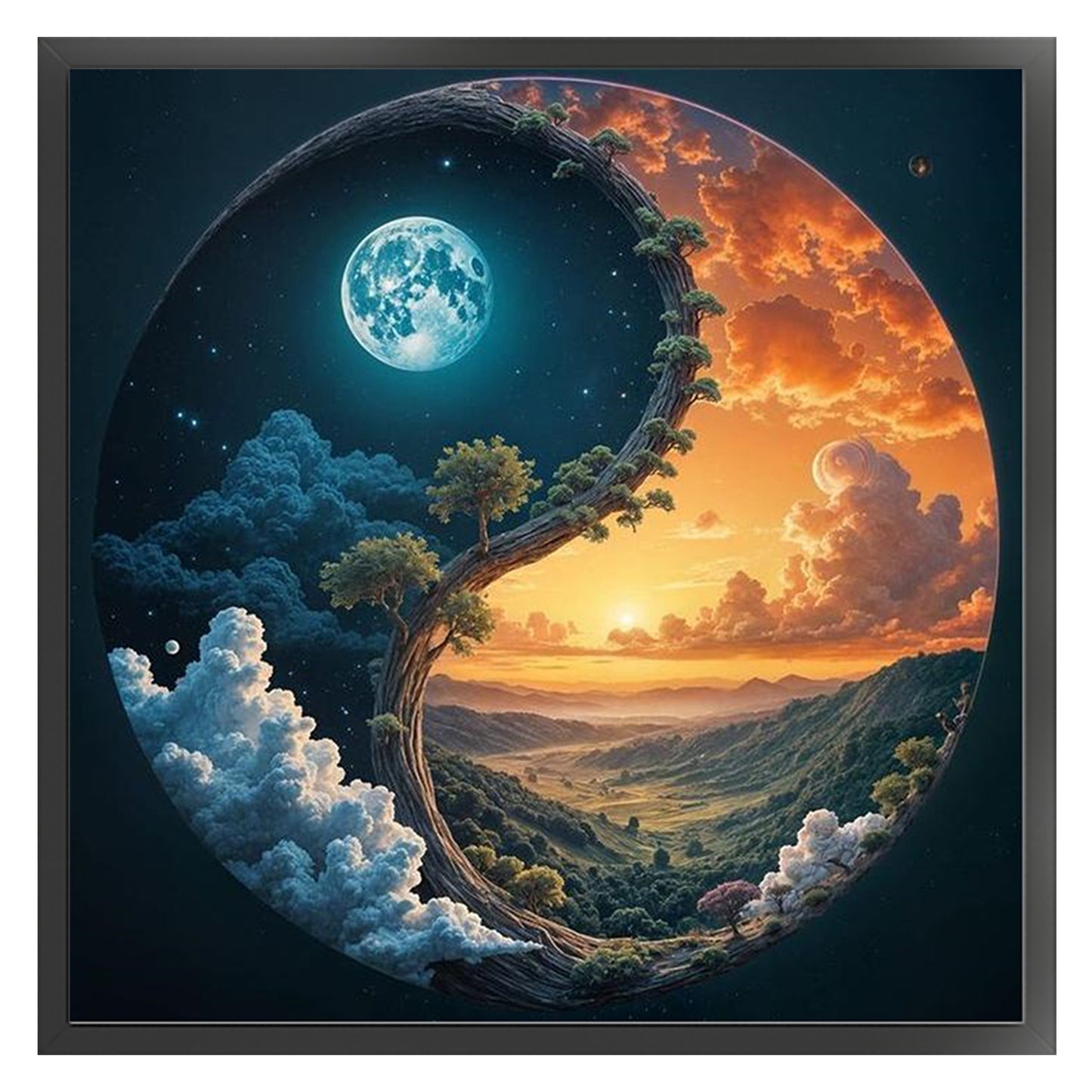 Tai Chi - Day & Night - Full 11CT Stamped Cross Stitch 45x45CM - Huacan