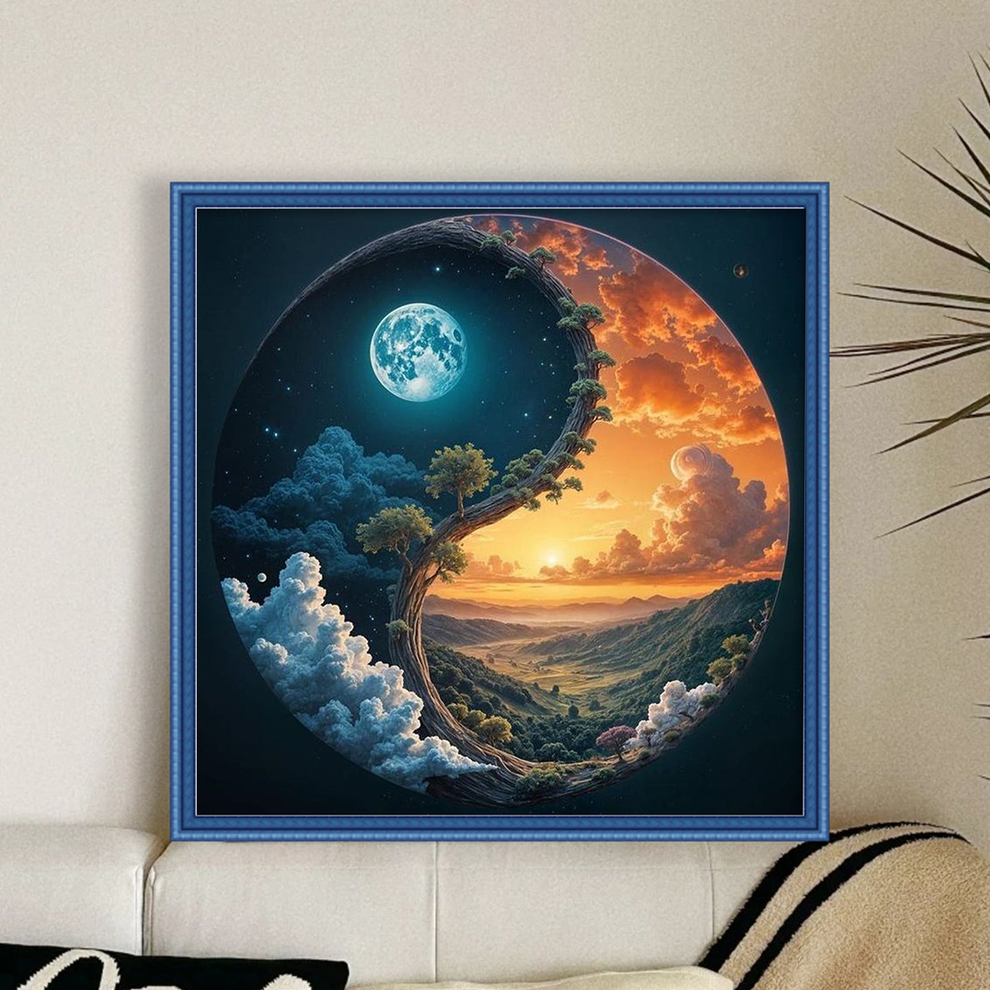 Tai Chi - Day & Night - Full 11CT Stamped Cross Stitch 45x45CM - Huacan
