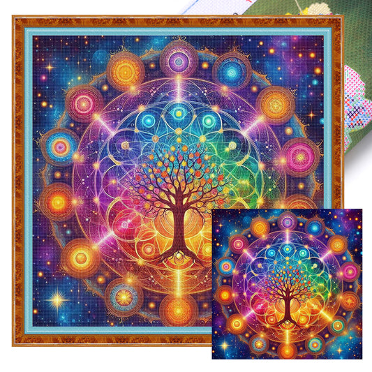 Tree Of Life - Full 11CT Stamped Cross Stitch 45x45CM - Huacan