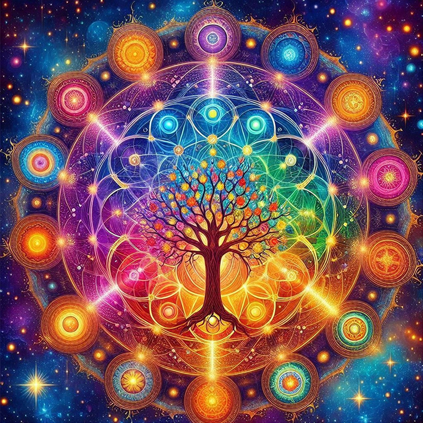 Tree Of Life - Full 11CT Stamped Cross Stitch 45x45CM - Huacan