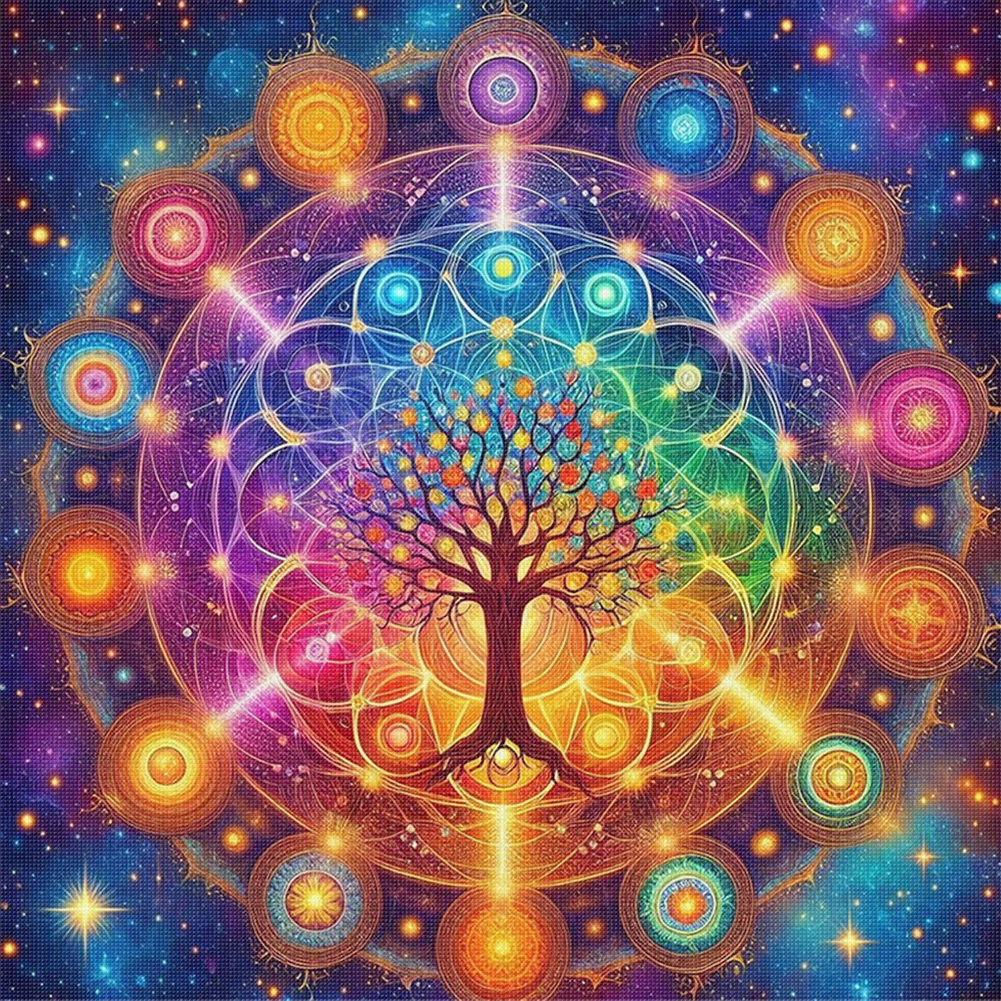 Tree Of Life - Full 11CT Stamped Cross Stitch 45x45CM - Huacan