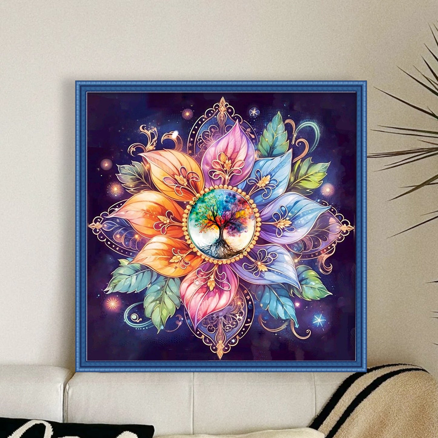 Mandala Tree Of Life - Full 11CT Stamped Cross Stitch 45x45CM - Huacan