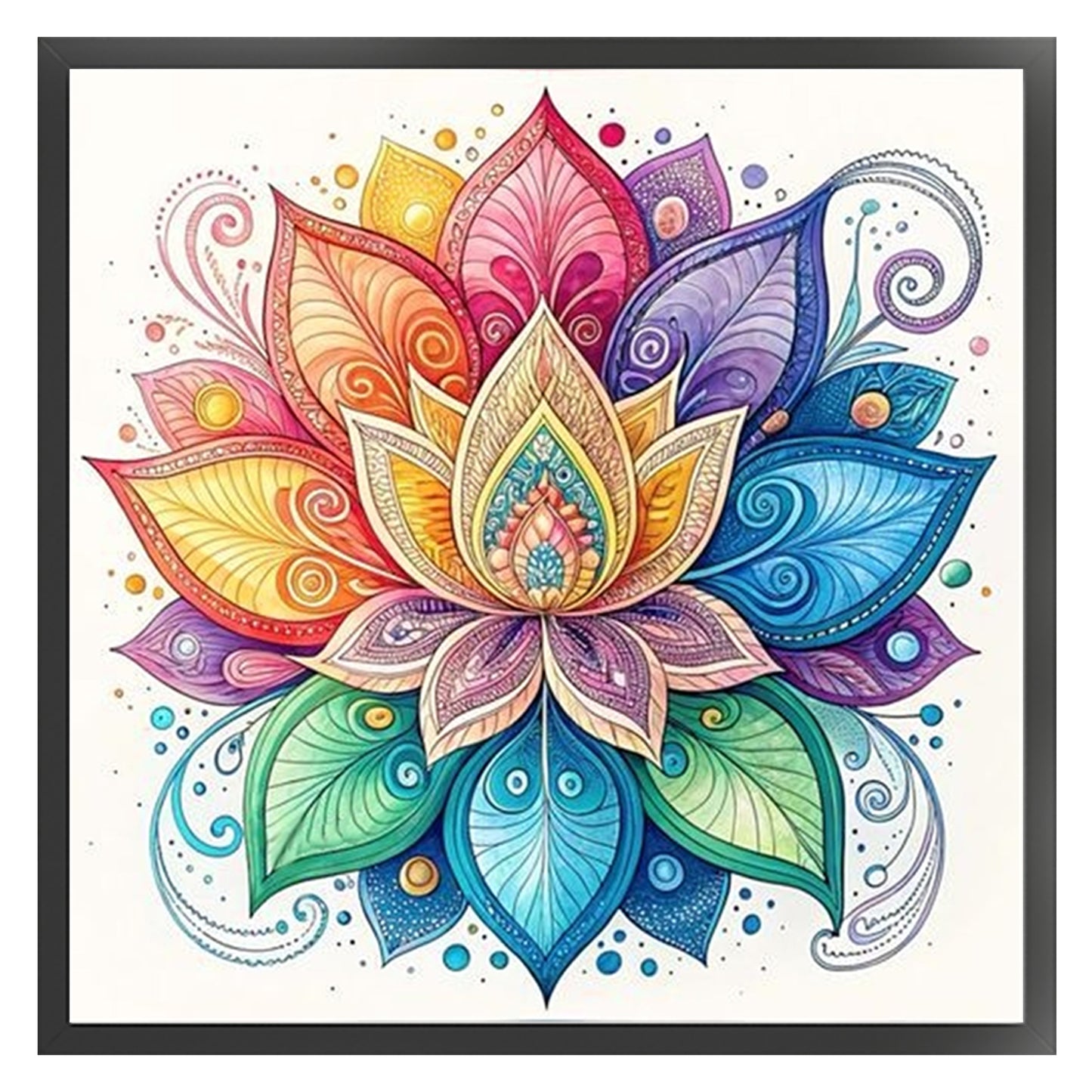 Mandala Lotus - Full 11CT Stamped Cross Stitch 45x45CM - Huacan