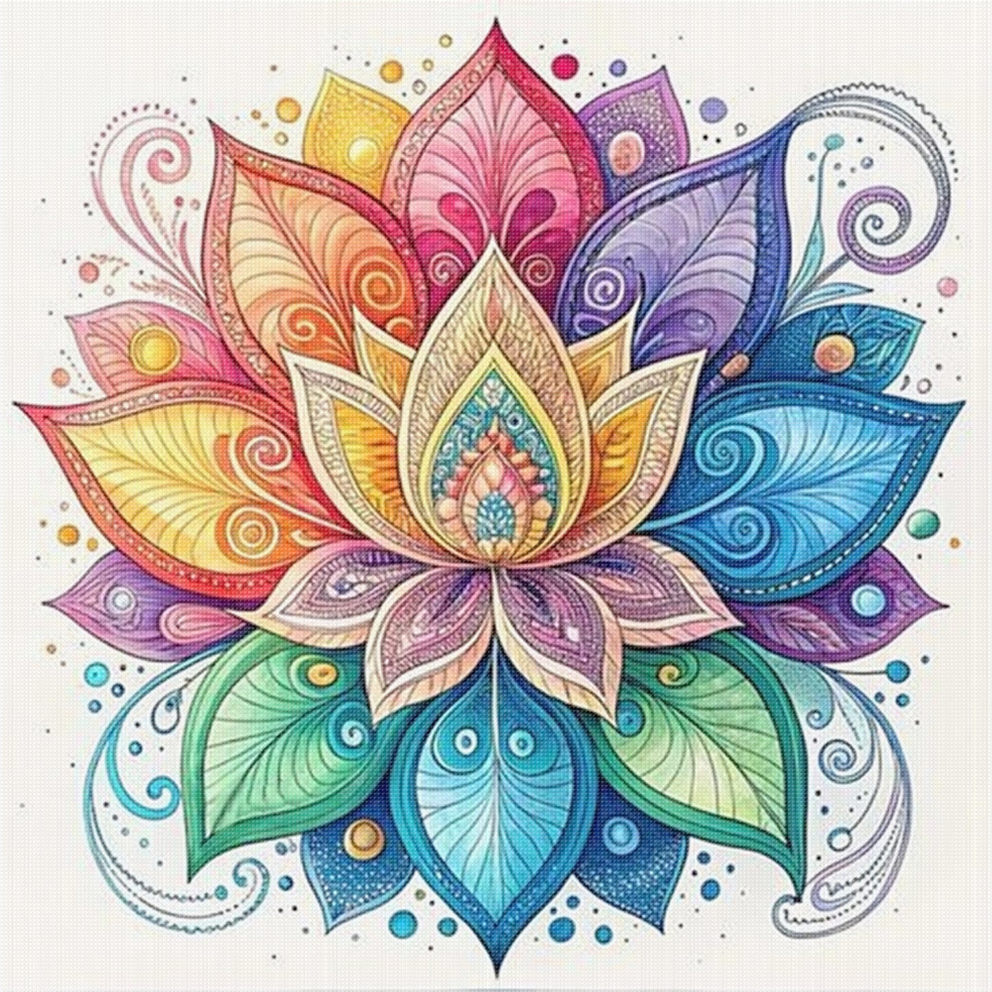 Mandala Lotus - Full 11CT Stamped Cross Stitch 45x45CM - Huacan