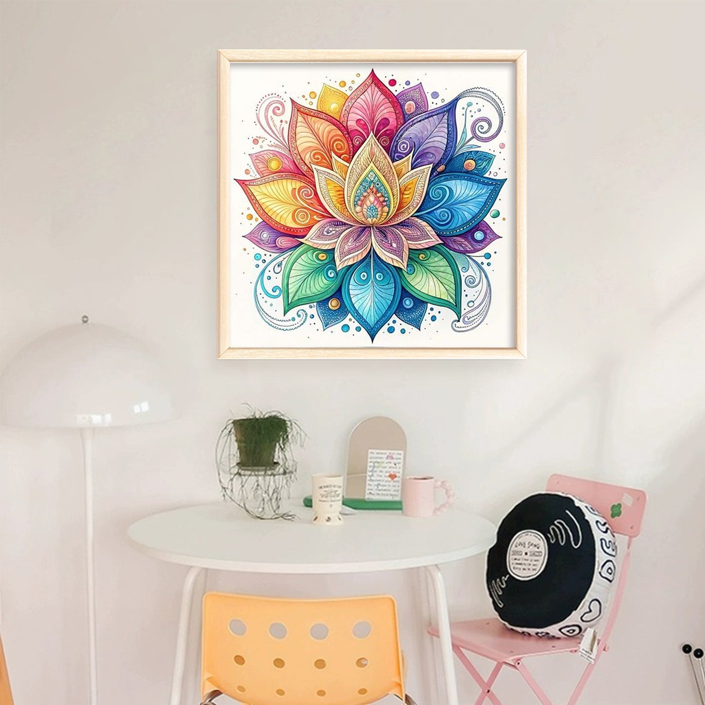 Mandala Lotus - Full 11CT Stamped Cross Stitch 45x45CM - Huacan