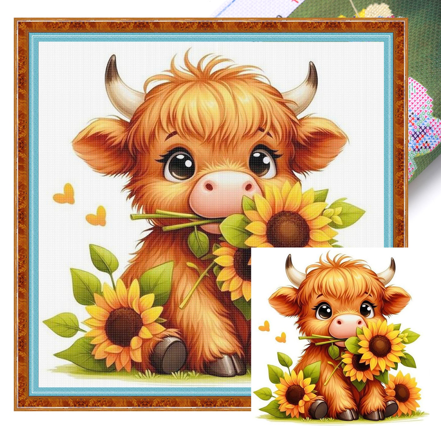 Yak And Flowers - Full 18CT Stamped Cross Stitch 25x25CM - Huacan