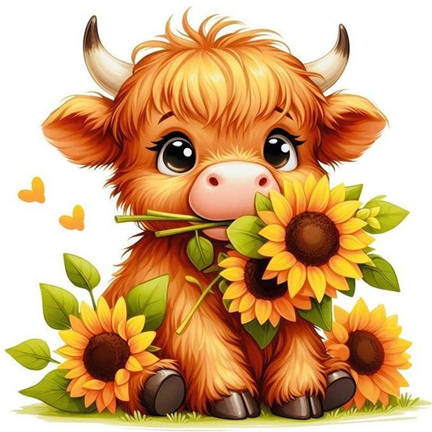 Yak And Flowers - Full 18CT Stamped Cross Stitch 25x25CM - Huacan