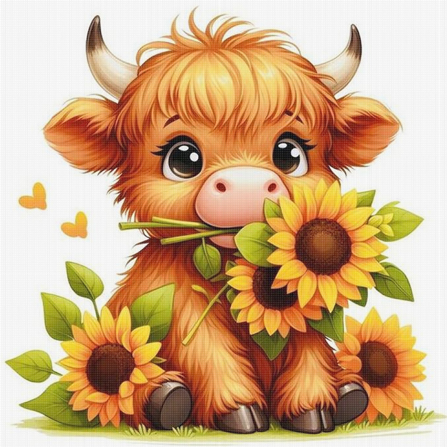 Yak And Flowers - Full 18CT Stamped Cross Stitch 25x25CM - Huacan