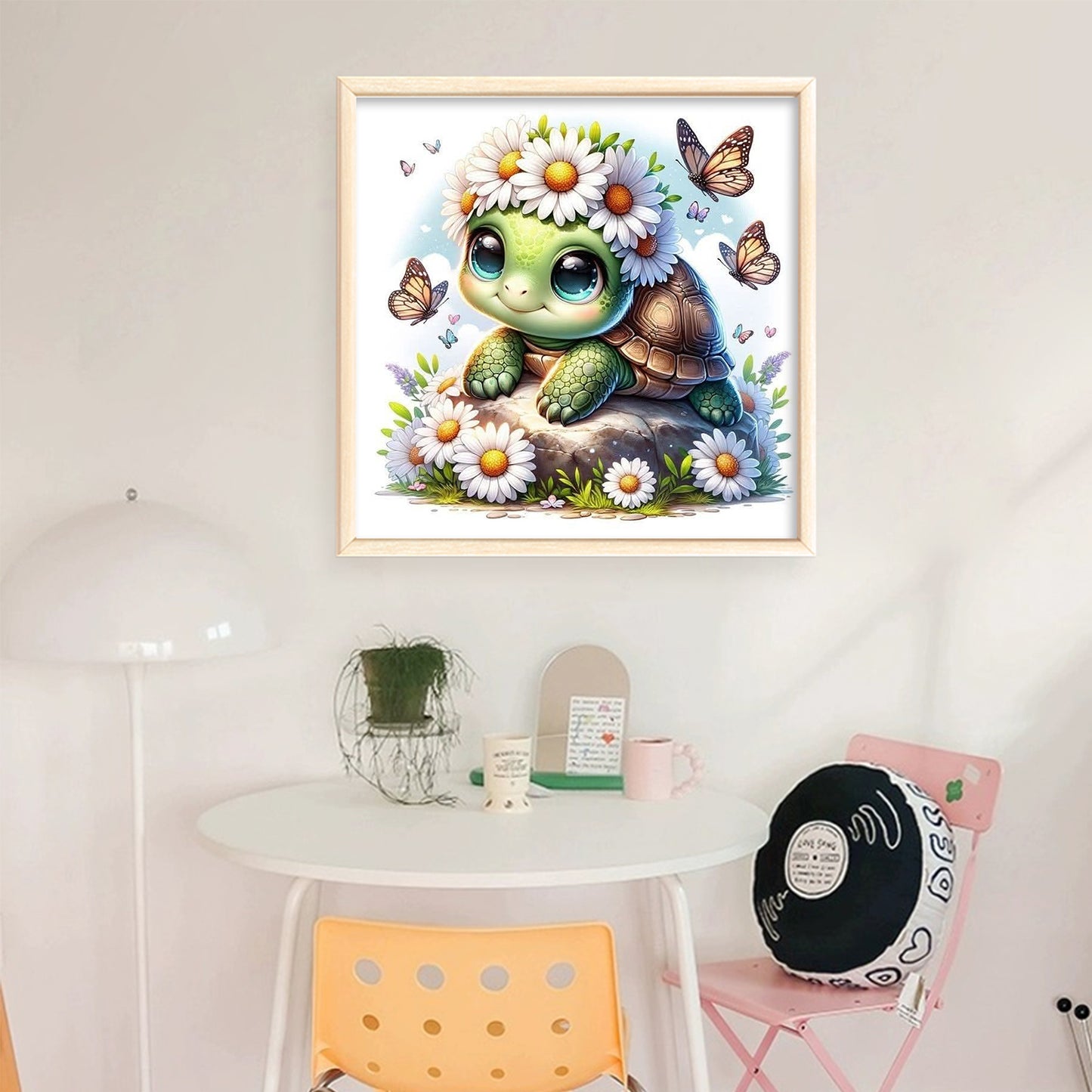 Turtle And Flowers - Full 18CT Stamped Cross Stitch 25x25CM - Huacan
