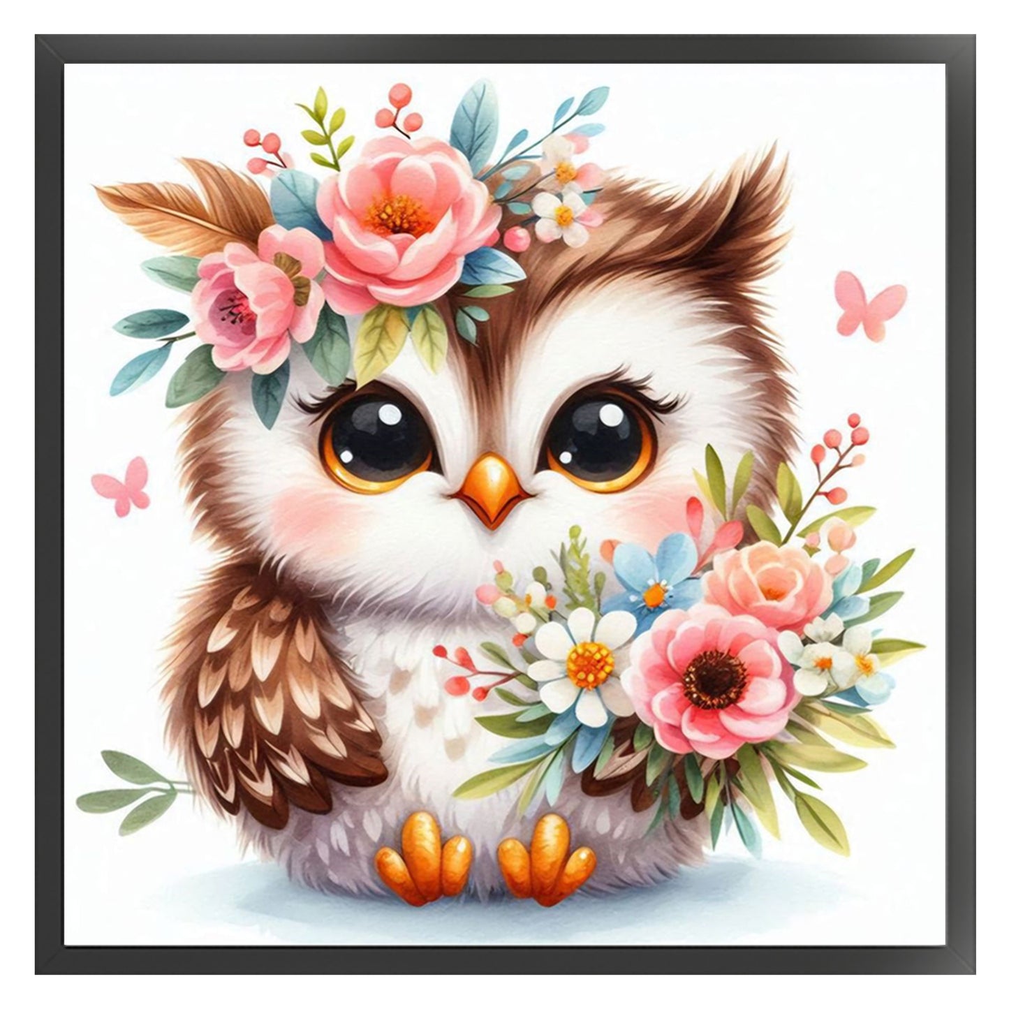 Owl And Flowers - Full 18CT Stamped Cross Stitch 25x25CM - Huacan