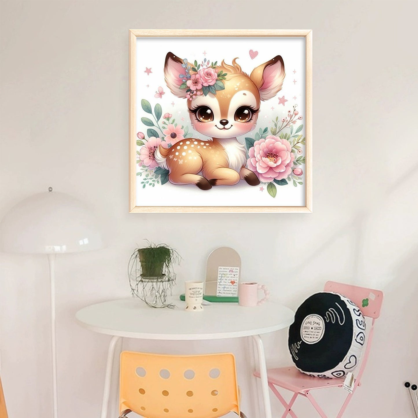 Elk And Flowers - Full 18CT Stamped Cross Stitch 25x25CM - Huacan
