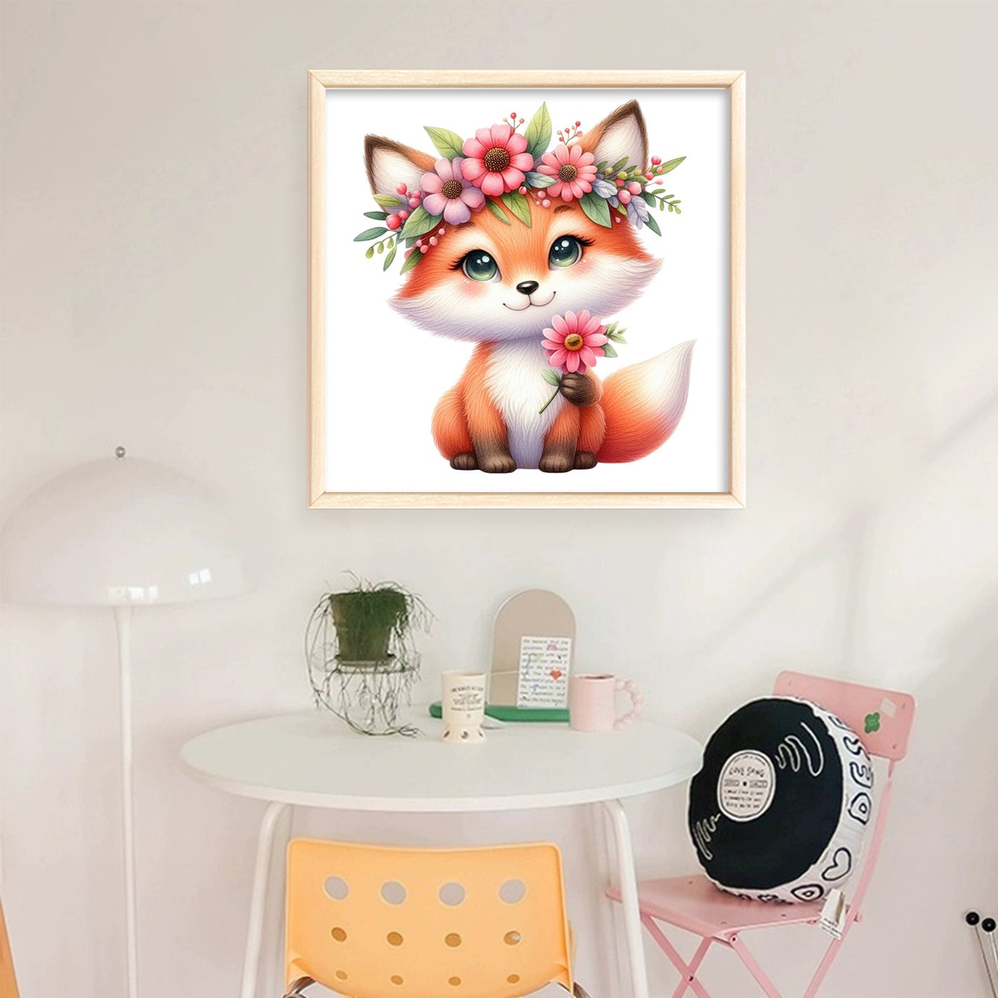 Fox And Flowers - Full 18CT Stamped Cross Stitch 25x25CM - Huacan