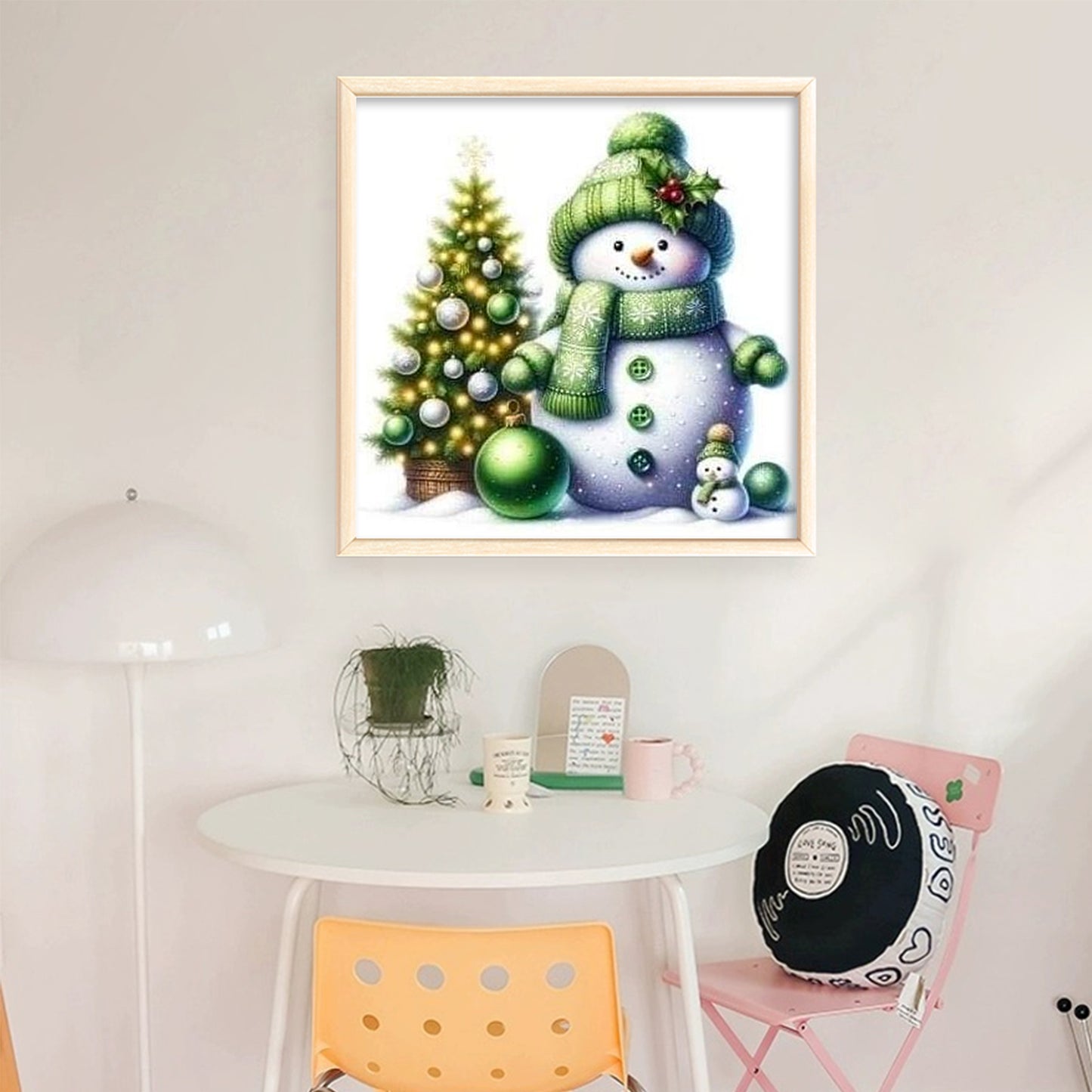 Snowman And Christmas Tree - Full 18CT Stamped Cross Stitch 20x20CM - Huacan